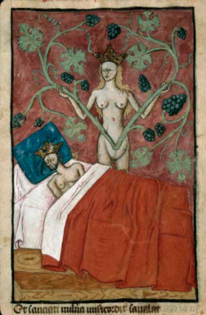 Astyages’ Traum aus einem französischen Manuskript aus dem 15. Jahrhundert