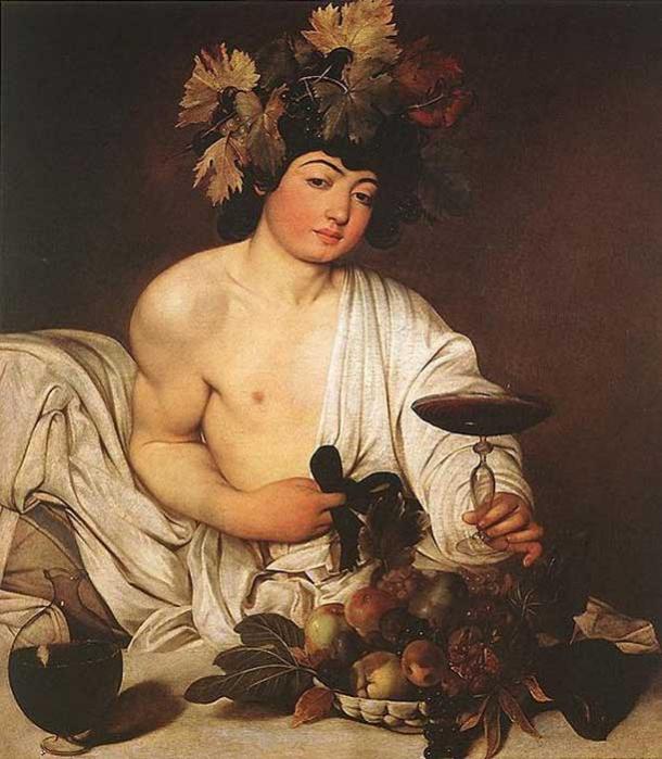 „Bacchus“ von Caravaggio. ( Public Domain ) Bacchus war der römische Gott des Weines.