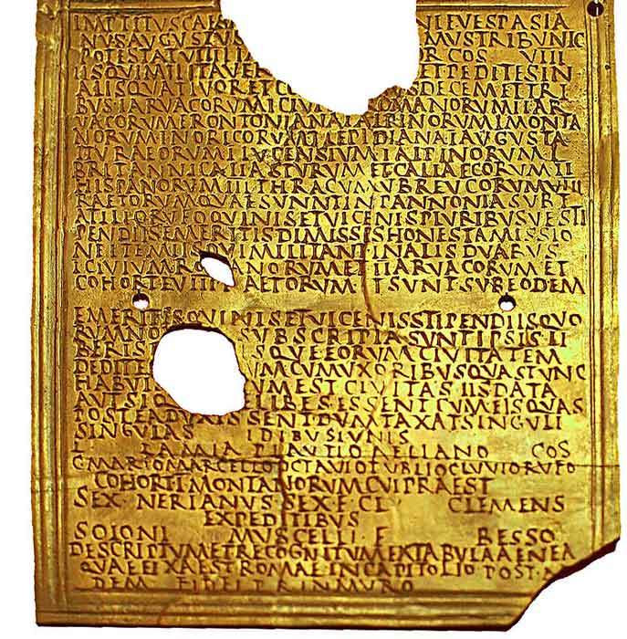 Ein weiteres Beispiel für ein römisches Militärdiplom aus dem Jahr 80 n. Chr., das sich in der Sammlung des österreichischen Museums Carnuntum befindet