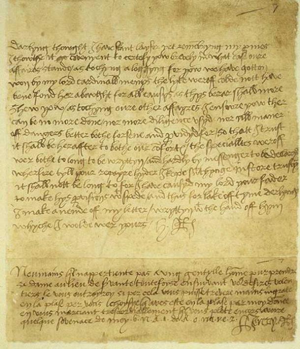 Ein Brief von König Heinrich VIII. an Anne Boleyn, aufbewahrt im Archiv des Vatikans.