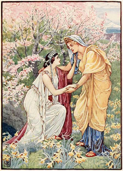 Demeter mit ihrer Tochter an ihrer Seite.