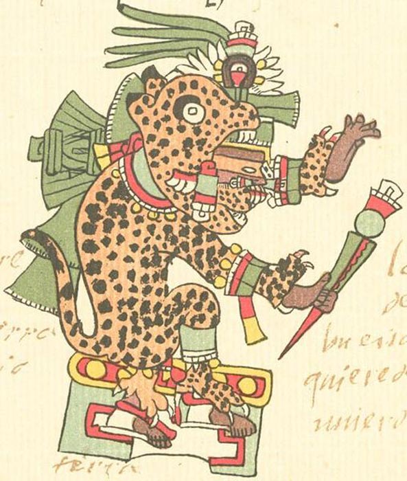 Der Gott Tepeyollotl, aus dem aztekischen Codex Telleriano-Remensis (16. Jahrhundert).