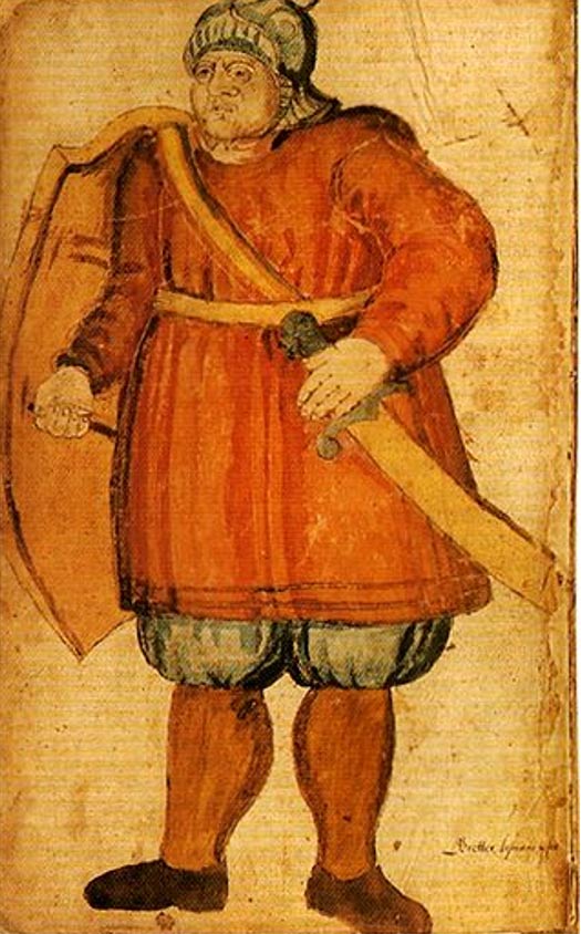 Auf dieser Illustration aus einem isländischen Manuskript aus dem 17. Jahrhundert ist Grettir bereit zu kämpfen.