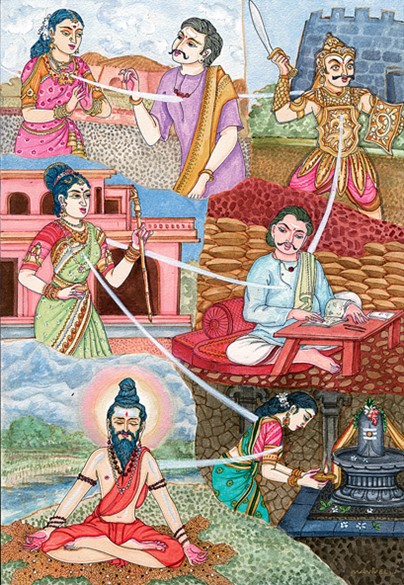Hinduistische Kunst, die Reinkarnation darstellt