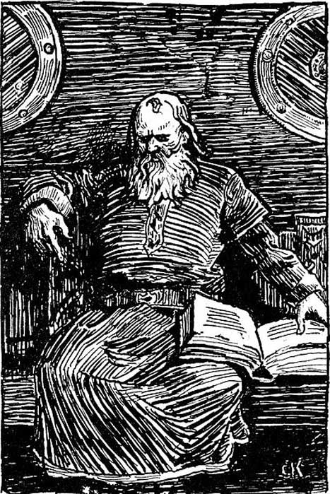 Illustration von Snorre Sturluson aus den 1890er Jahren von Christian Krogh.