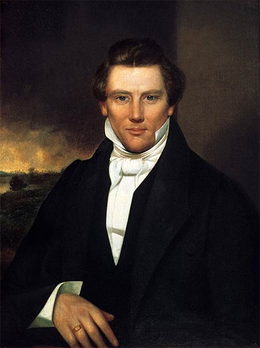 Joseph Smith Jr. (1805 - 1844) war ein amerikanischer religiöser Führer und Gründer des Mormonismus und der Bewegung der Heiligen der Letzten Tage. Gemälde eines unbekannten Malers. (um 1842).
