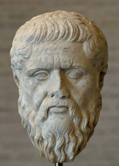 Kopf von Platon, römische Kopie. Das Original wurde nach dem Tod des Philosophen (348/347 v. Chr.) in der Akademie ausgestellt.