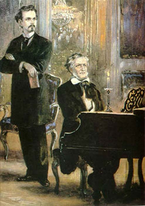 Ludwig II. mit Richard Wagner.
