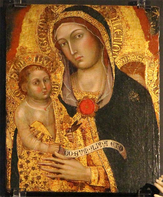 Madonna mit Kind, mit Stieglitz in der Hand, Taddeo di Bartolo zugeschrieben.