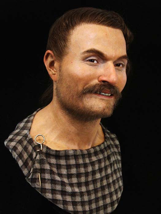 Mann aus der Eisenzeit, bekannt als der „Slonk Hill Mann“, in der Ausstellung.