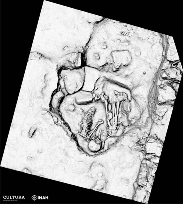 Eines der alten Maya-Gräber, die in der Nähe eines Abschnitts des Hochgeschwindigkeitsprojekts Tren Maya in Mexiko gefunden wurden