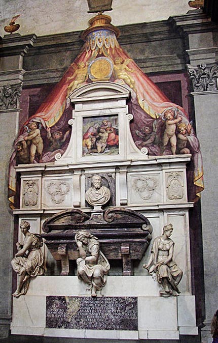 Michelangelos Grabmal in der Basilica di Santa Croce in Florenz, Italien.