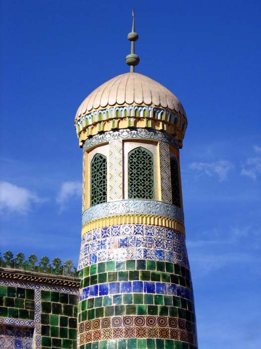 Eines der Minarette des Afaq Khoja Mausoleums.