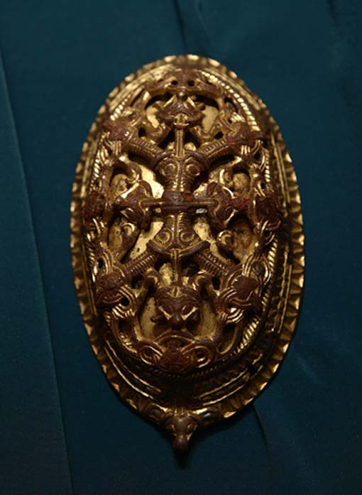 Ovale Brosche der Wikinger. Museum für Geschichte, Oslo, Norwegen