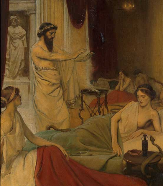 Patienten schlafen im Tempel des Aesculapius bei Epidaurus von Ernest Board