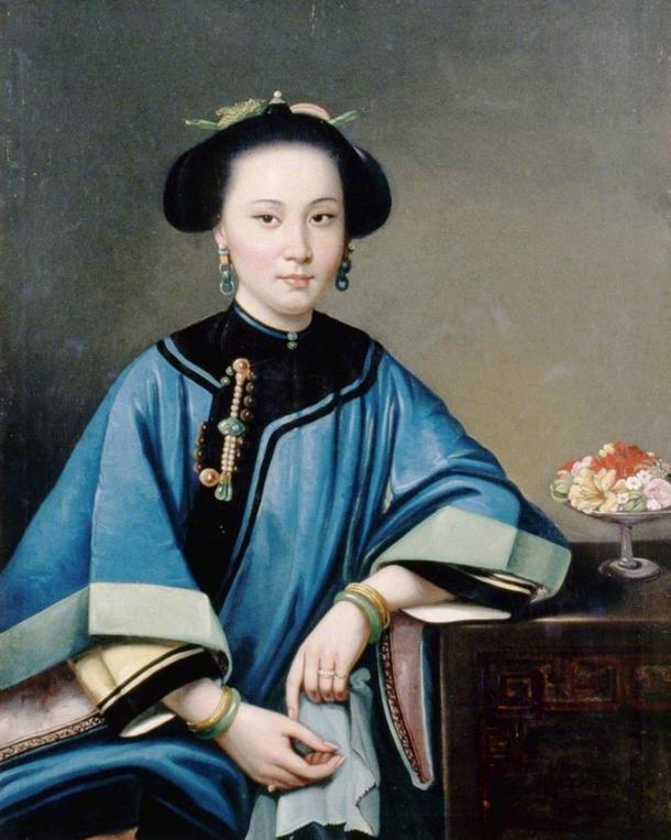 Porträt einer Konkubine, von dem chinesischen Maler Lam Qua, 1864  