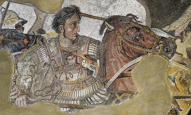 Der Ausschnitt des Alexander-Mosaiks zeigt Alexander den Großen.