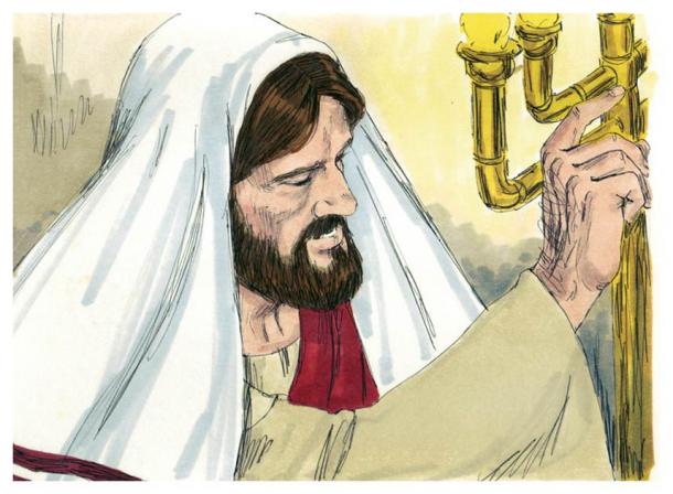 Biblische Darstellung des Lukas-Evangeliums Kapitel 4, die nahelegt, dass Jesus des Lesens und Schreibens mächtig war