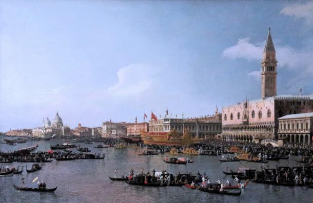 Ein Canaletto-Gemälde von Venedig. Der Dogenpalast ist rechts zu sehen.
