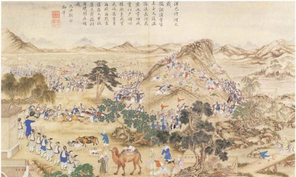 Die Chinesen kämpften 1828 gegen Jahangir Khojas Truppen.