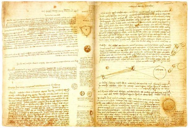 Eine Seite aus dem Codex Leicester von Leonardo da Vinci