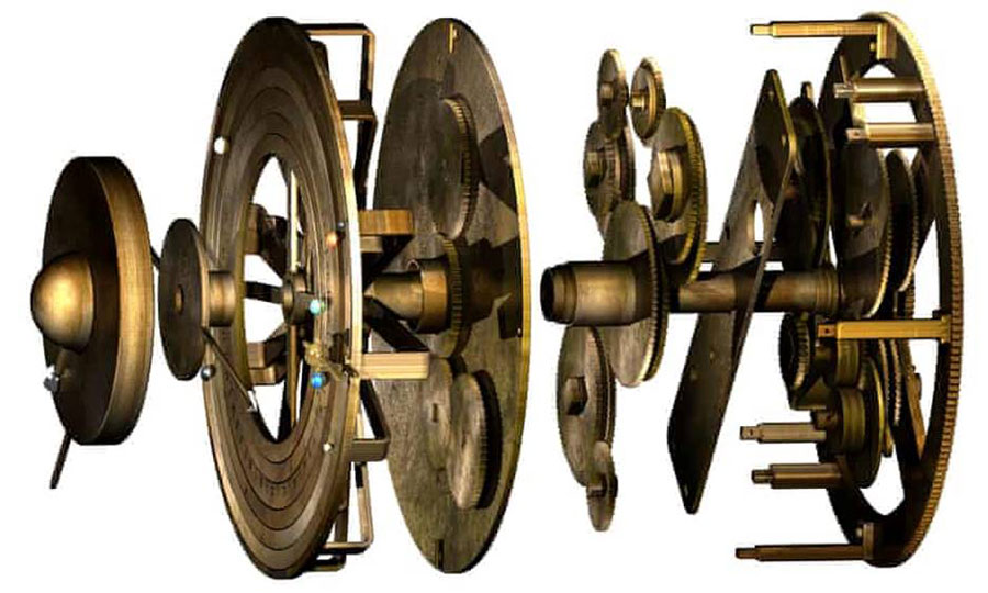 Computermodell der Getriebe des Mechanismus.