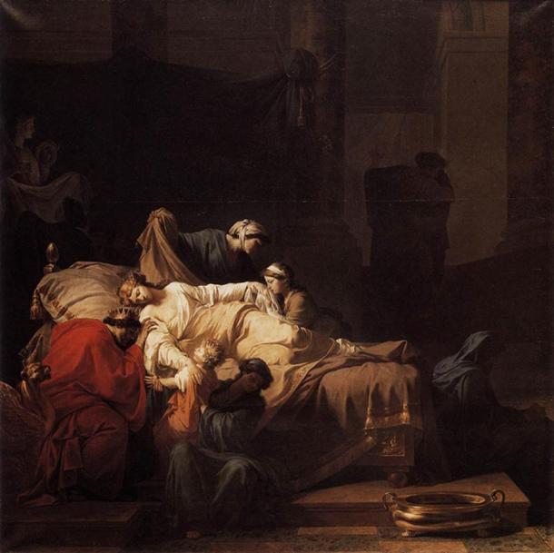 Eine Darstellung der Alkestis auf dem Sterbebett von Jean Francois Pierre Peyron