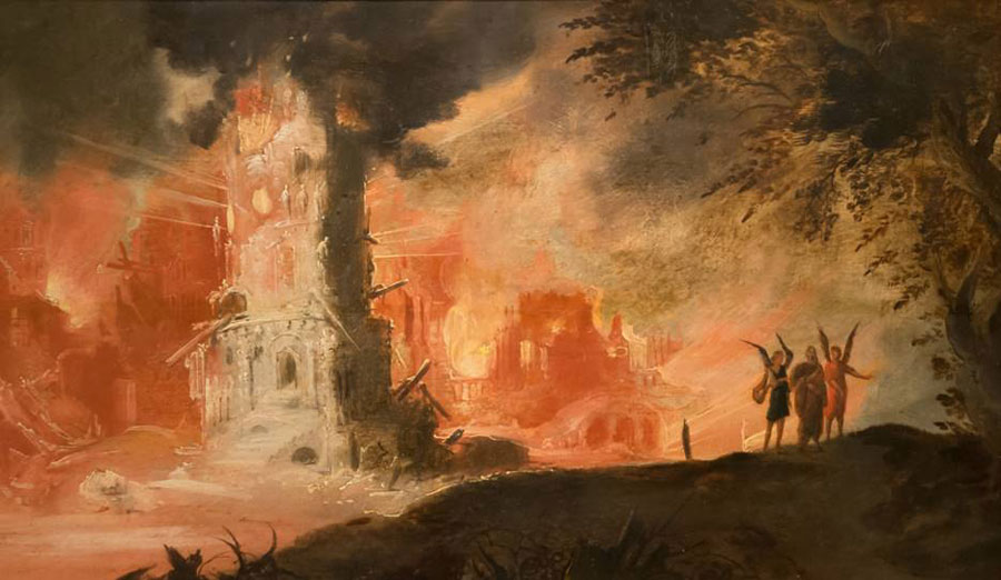 "Die Zerstörung von Sodom und Gomorrah" von François de Nomé (genannt Monsù Desiderio), 1593 n. Chr.