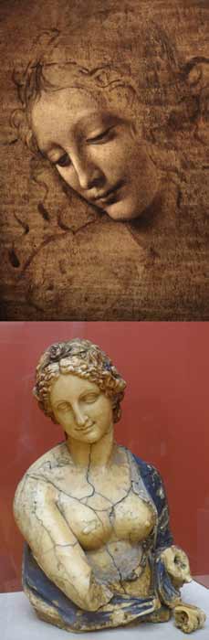Flora ist nicht das einzige fragwürdige da Vinci-Kunstwerk, das im Umlauf ist. La Scapigliata (oben) wurde ebenfalls strittig dem italienischen Renaissancekünstler zugeschrieben, ebenso wie Flora (unten), bis dieser schlüssige wissenschaftliche Beweis feststellte, dass sie die Kreation des britischen Künstlers Richard Cockle Lucas ist.
