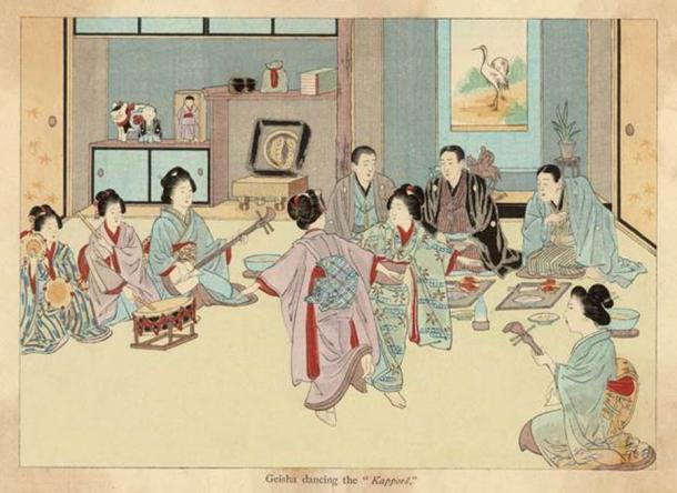 Geishas tanzen den Kappore.