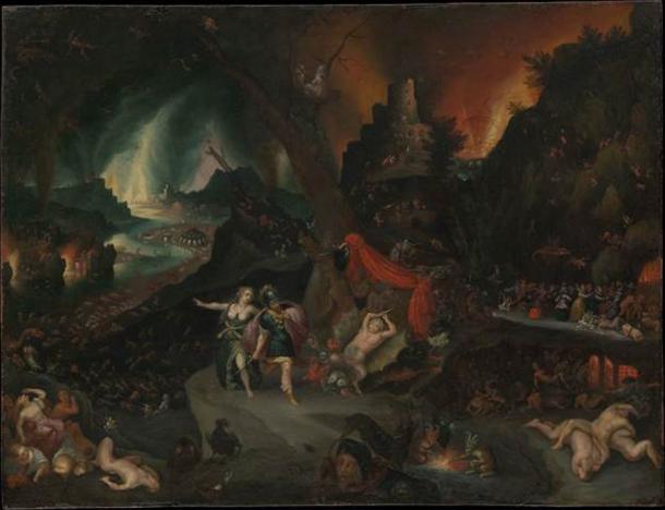 Jan Brueghels Gemälde, das den Mythos von Aeneas und der Sibylle in der Unterwelt darstellt.