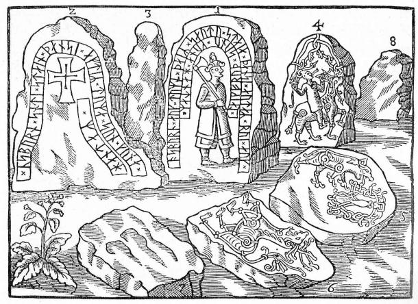 Die berühmte Zeichnung des Hunnestad-Denkmals von Ole Worm