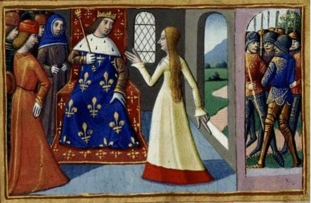 Jeanne d'Arc trifft Karl VII, den König von Frankreich.