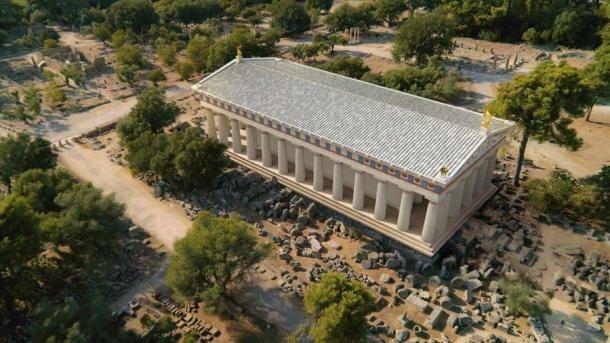 Ein klassisches griechisches Gebäude, das im Olympia-AI Programm vorkommt.