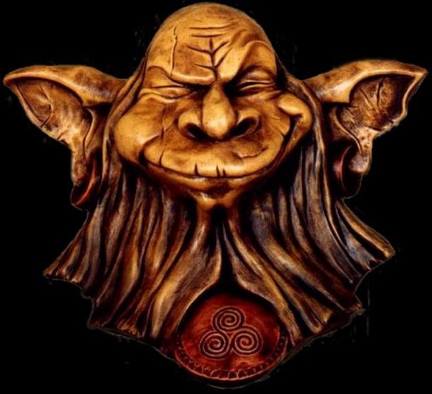 Skulptur von „Korrigan“, kleine Elfe der keltischen Wälder