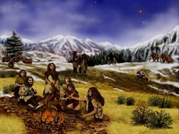 Eine künstlerische Darstellung des Lebens der Neandertaler