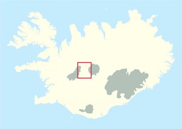 Lage des Hochlandgebiets von Kjolur.