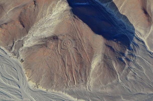 Luftaufnahme der Nazca-Linien Owlman (Astronaut), Peru.