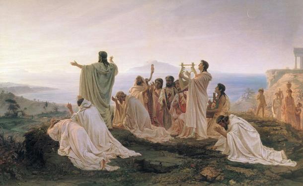 Pythagoreer feiern den Sonnenaufgang. (1869) von Fyodor Bronnikov