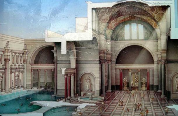 Rekonstruktionszeichnung der Caracalla-Thermen 