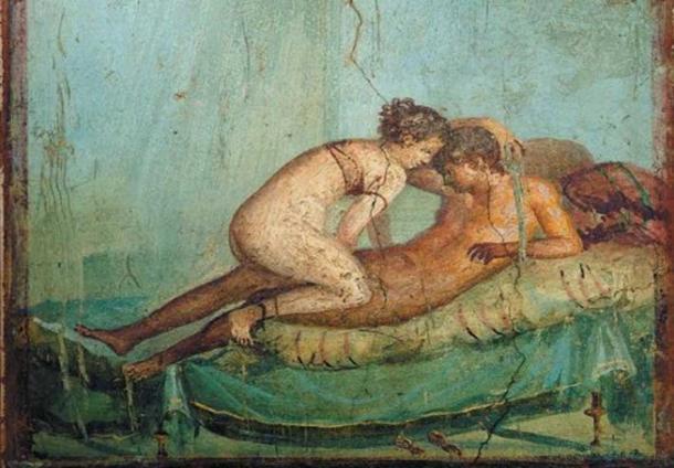 Ein römisches Fresko, gefunden in Pompeji in Italien