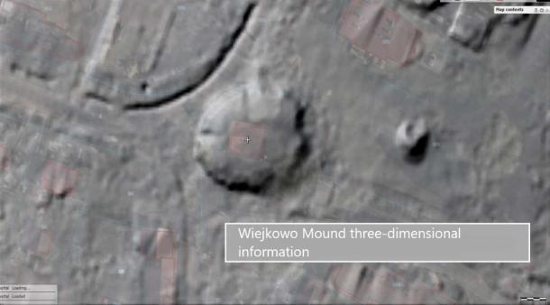 Das ist das Satellitenbild von Wiejkowo, Polen, das nach Ansicht der Forscher das Grab von Harald Gormsson Blauzahn enthüllt.