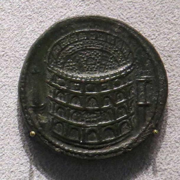 Sesterz des Titus zur Einweihung des Kolosseums, geprägt im Jahr 80 n. Chr. 