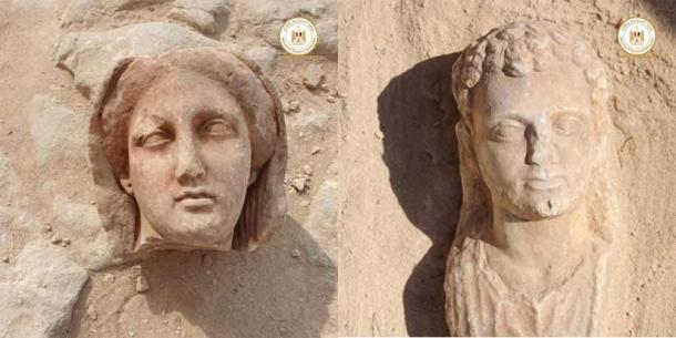 Zwei der gut erhaltenen Statuen, die kürzlich entdeckt wurden, sollen einige der wichtigen Personen darstellen, die im Taposiris Magna-Tempel begraben wurden.