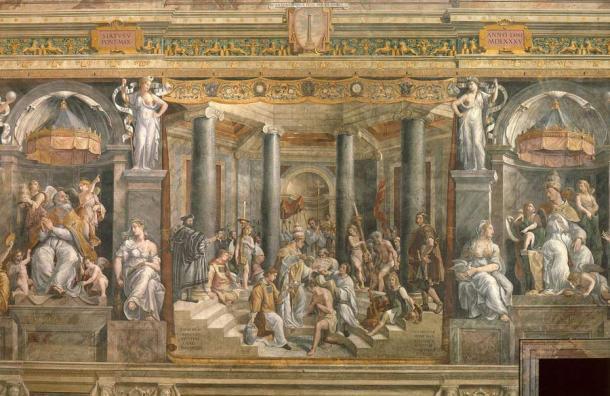 Die Taufe von Konstantin in der Vatikanstadt. Die Metallsucher glauben, dass ihr „paranormales Paracetamol“ auf die Ära des römischen Kaisers Konstantin zurückgeht, der das Christentum zur Staatsreligion des Römischen Reiches machte.