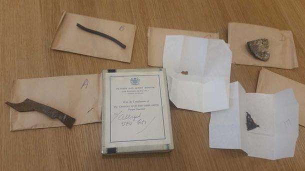 Teile, die angeblich aus dem Wrack des 1957 gefundenen Silpho-UFOs stammen.