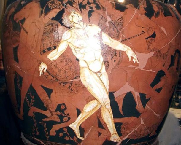 Der Tod des Talos, dargestellt auf einer griechischen Vase aus dem 5. Jahrhundert vor Christus.