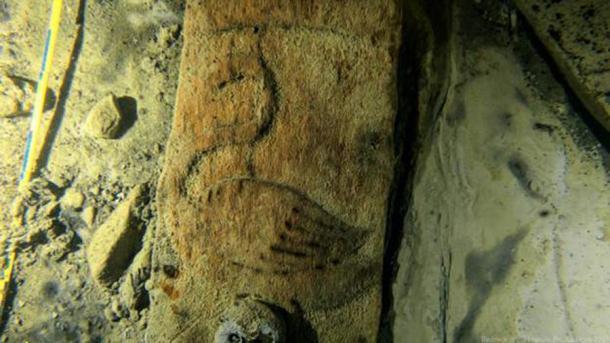 Ein Vogelmotiv auf dem Ostseeschiff, das im Juli 2020 auf dem Meeresboden vor der südfinnischen Küste entdeckt und von verschiedenen Experten intensiv erforscht wurde. 