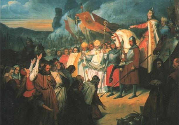Karl der Große, der 785 von Ary Scheffer (1795-1858), Palast von Versailles, die Vorlage von Widukind in Paderborn erhielt. 