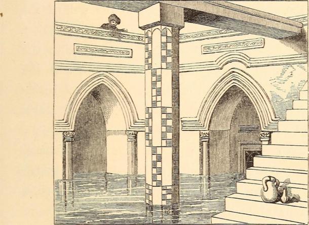 Zeichnung einer Messwelle im Inneren eines Nilometers von Seite 88 aus „Up the Nile, and home again. A handbook for travelers and a travel-book for the library“, 1862).